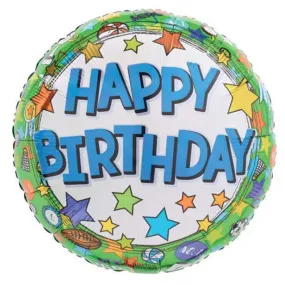 17" Sporty Happy Birthday Balloon