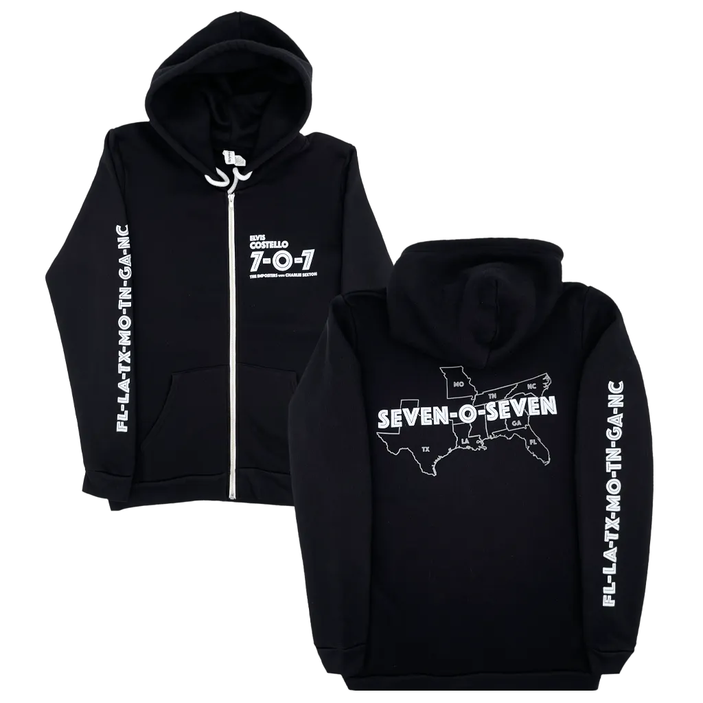 707 Black Zip Up Hoodie