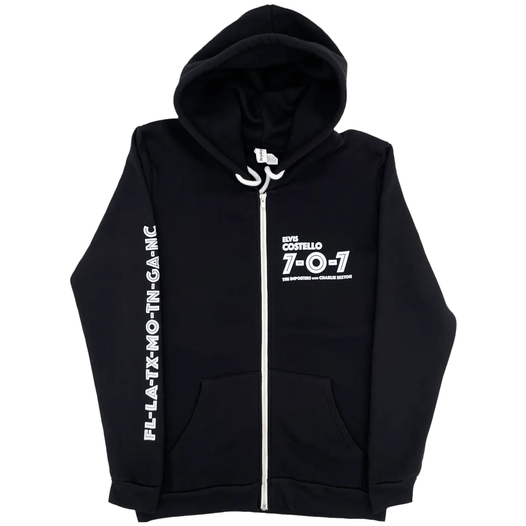 707 Black Zip Up Hoodie