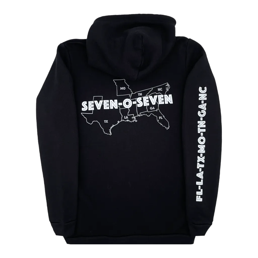 707 Black Zip Up Hoodie