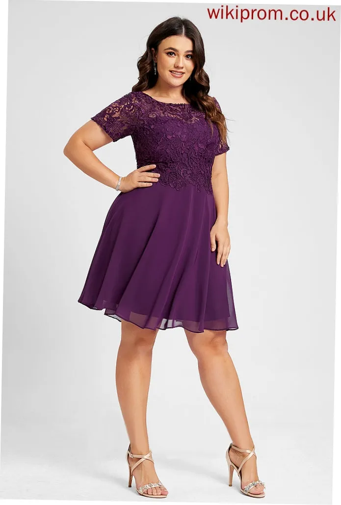 A-Line Cocktail Dresses Mara Chiffon Knee-Length Dress Scoop Cocktail Neck Lace