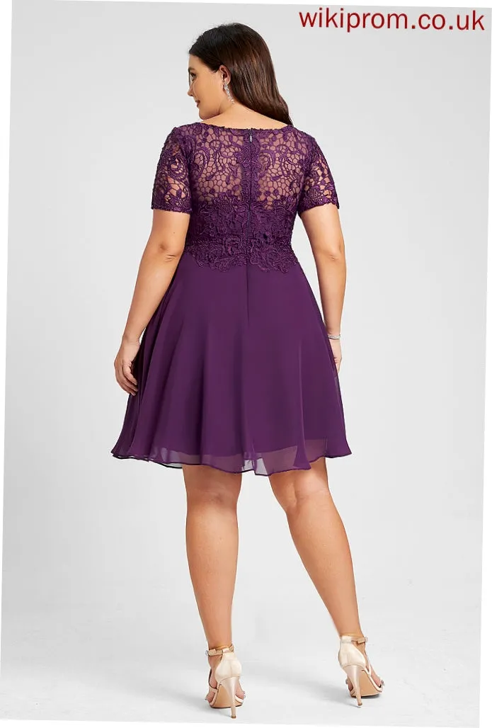 A-Line Cocktail Dresses Mara Chiffon Knee-Length Dress Scoop Cocktail Neck Lace