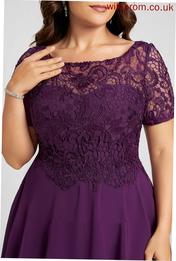A-Line Cocktail Dresses Mara Chiffon Knee-Length Dress Scoop Cocktail Neck Lace