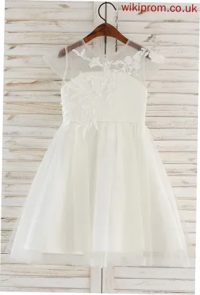 A-Line Neck Flower Girl Scoop Sleeveless Flower Girl Dresses Tulle/Lace Dress Ally Knee-length -