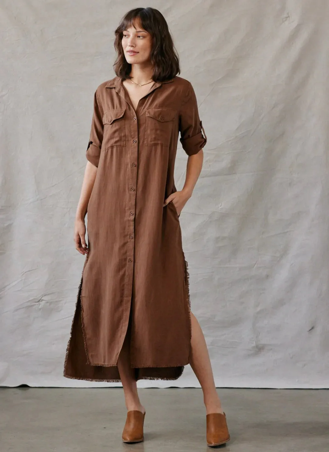 Bella Dahl Maxi Shirt Dress Golden Topaz