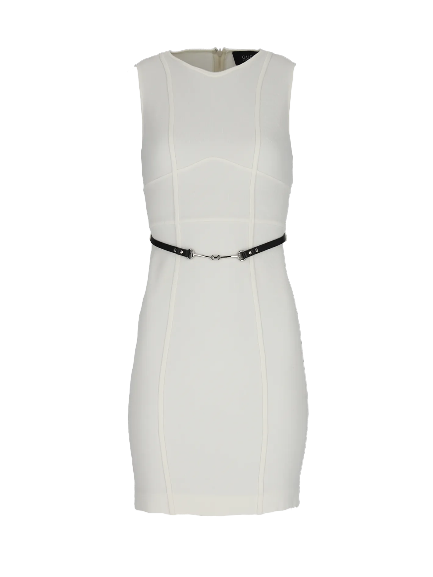 belted sleeveless knee-length dress