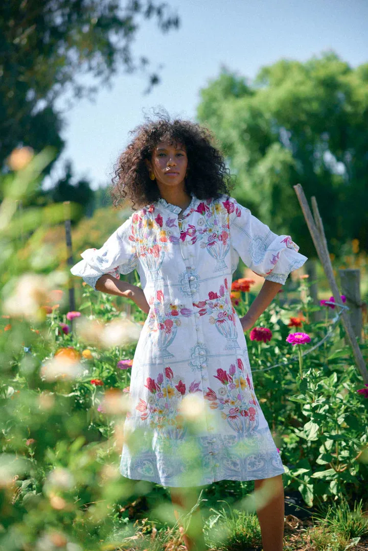 Binny Casa Azul Dress in White Multi