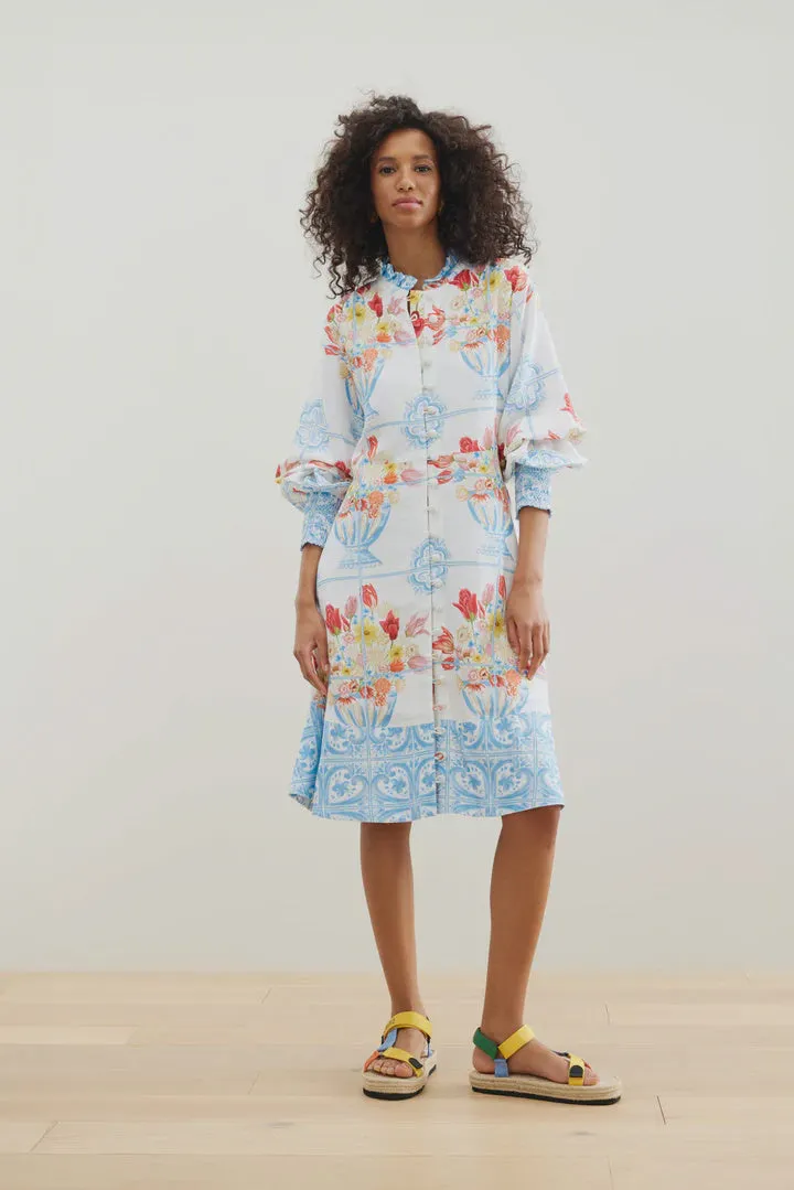 Binny Casa Azul Dress in White Multi