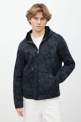Black & Grey Butterfly Print Zip Up Hoodie
