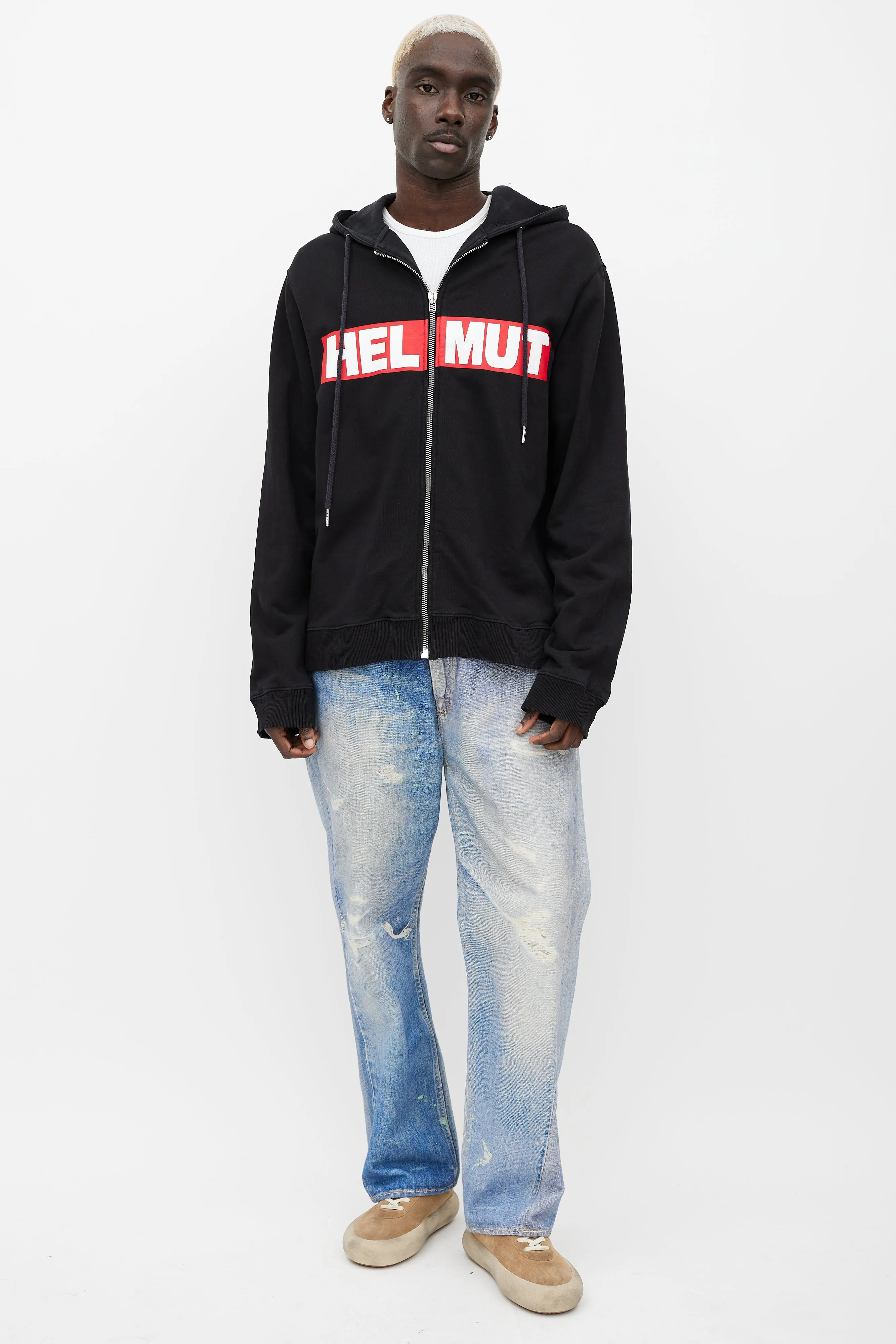 Black & Red Logo Zip Up Hoodie