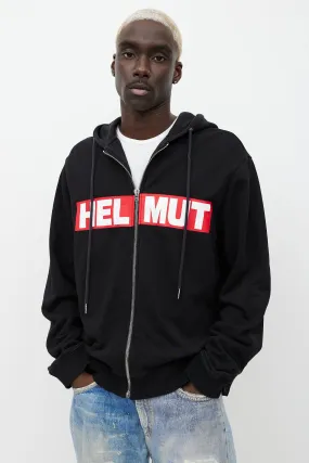 Black & Red Logo Zip Up Hoodie