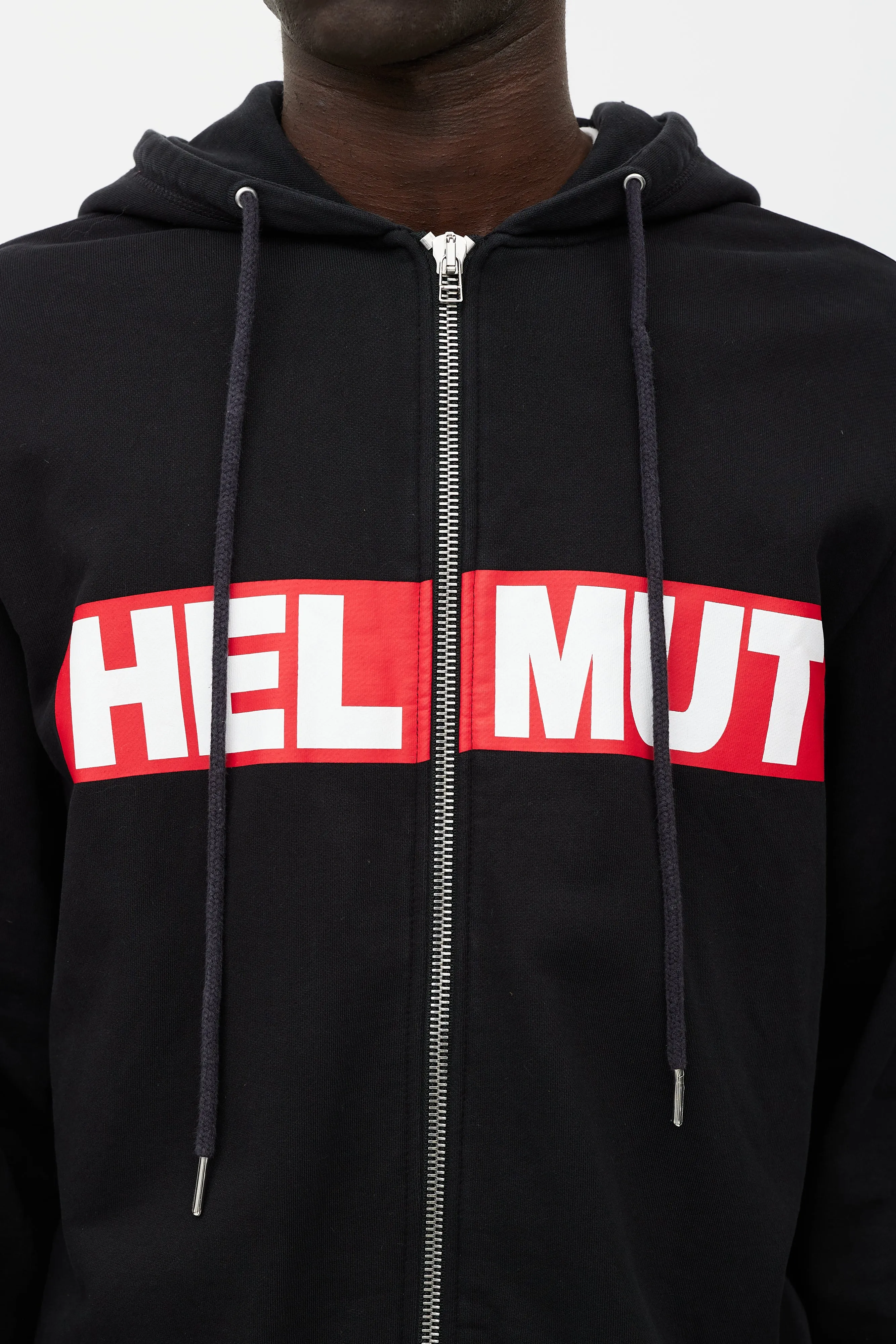 Black & Red Logo Zip Up Hoodie
