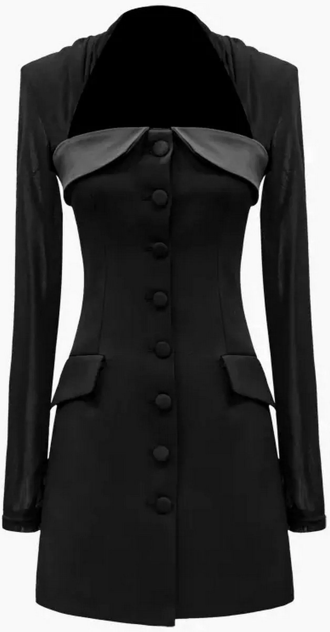 Black Buttoned Mini Dress