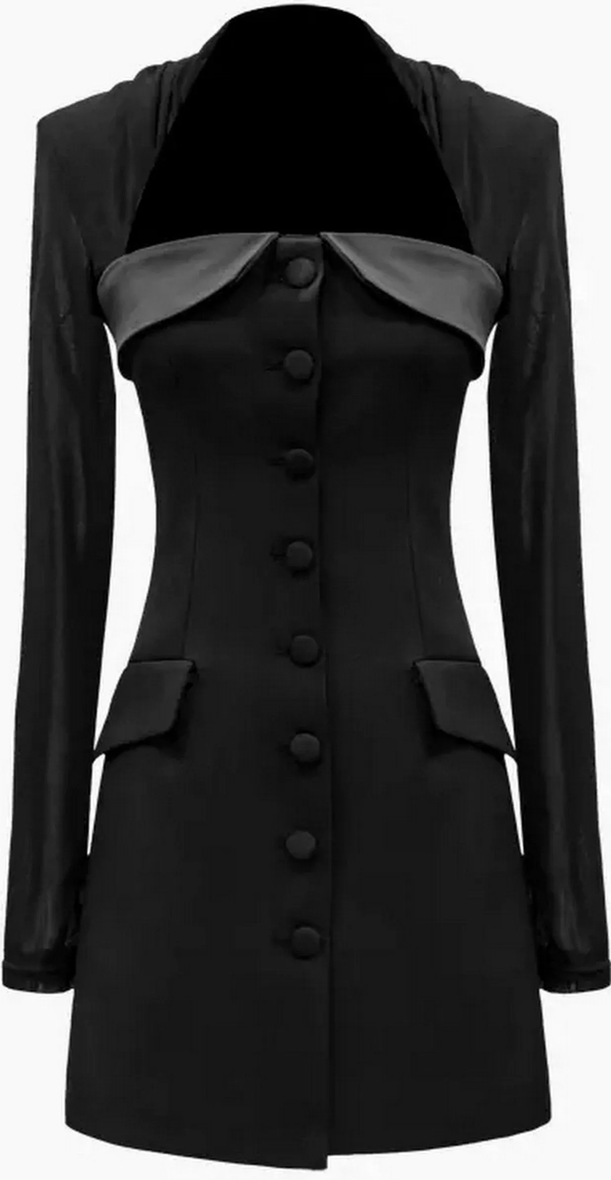 Black Buttoned Mini Dress