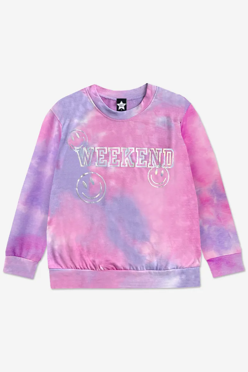 Butter French Terry Crew Sweatshirt - Pink Tie Dye Weekend