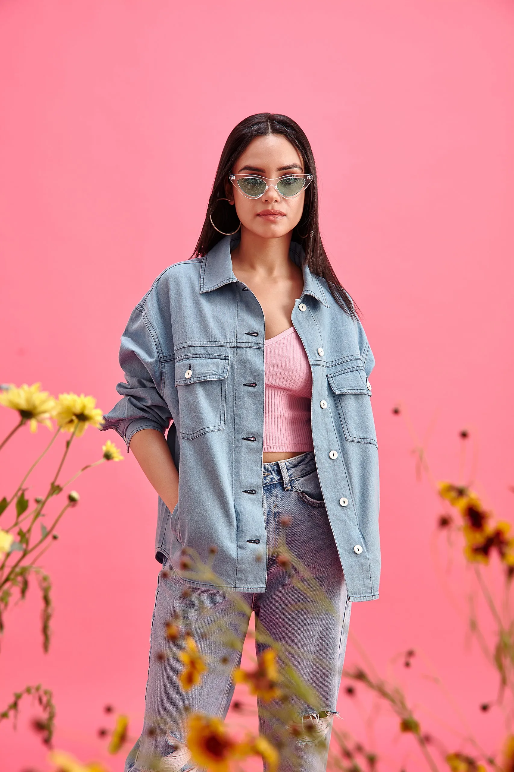Butterfly-Print Overshirt