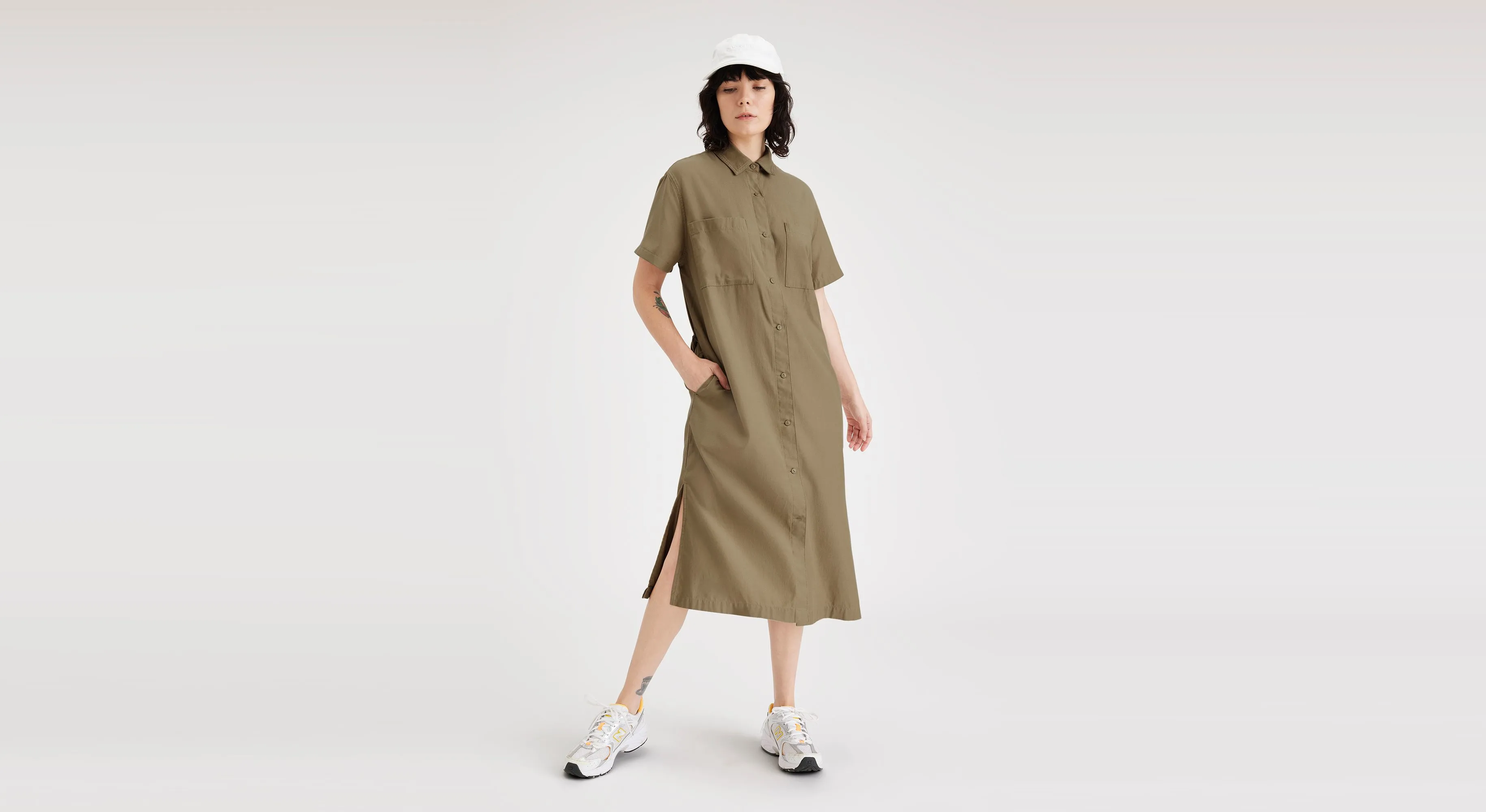 Buttoned Midi Dress