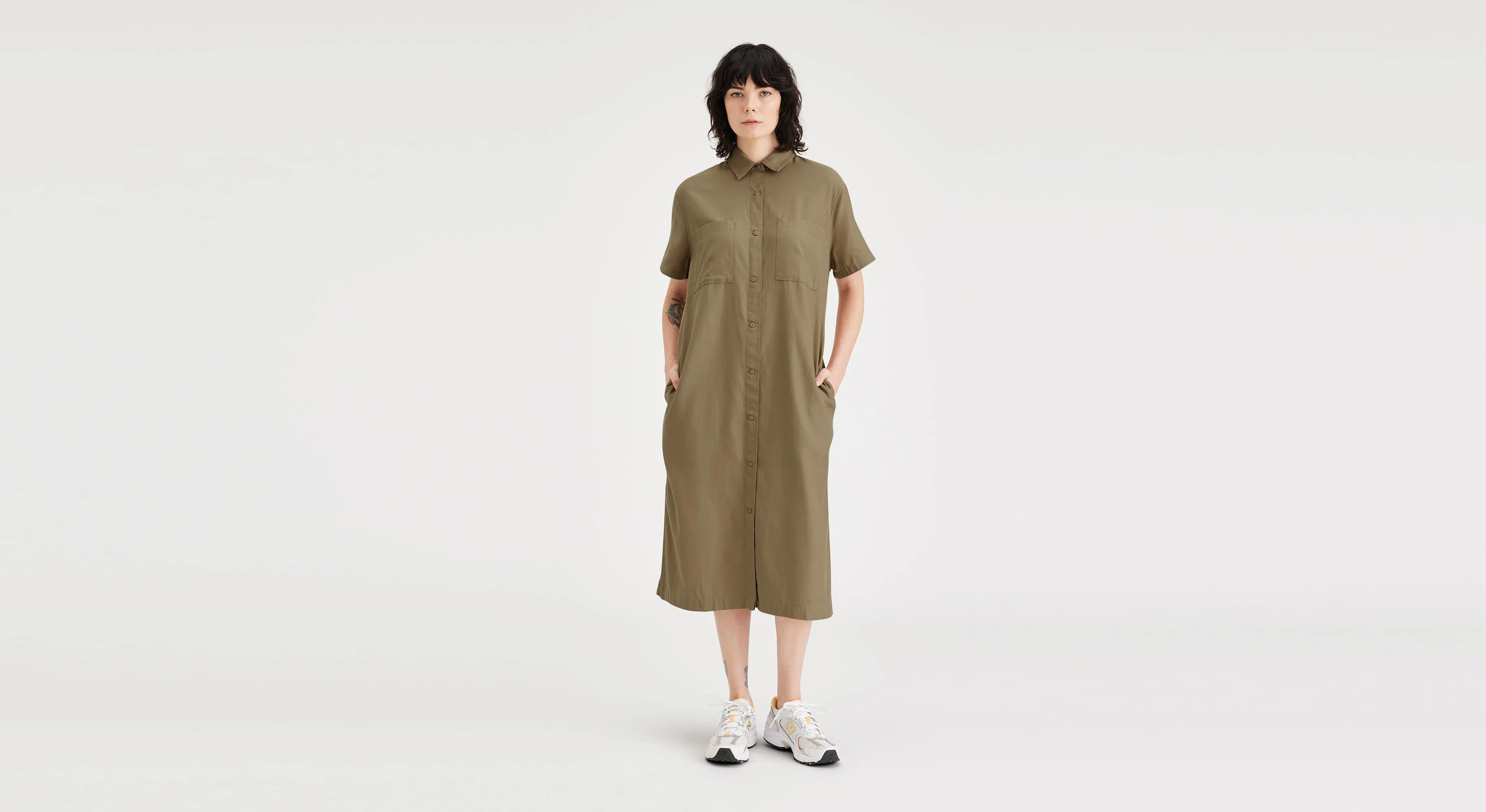 Buttoned Midi Dress