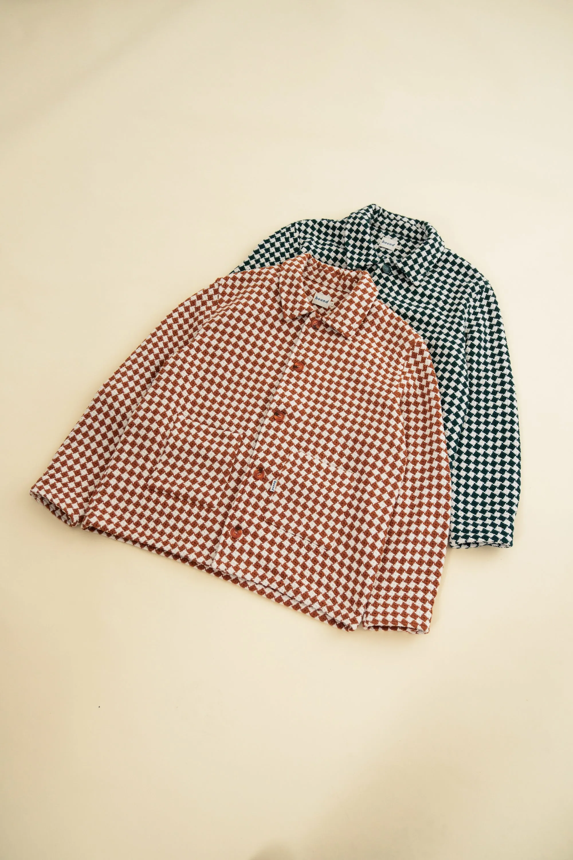 CHECKERED WOVEN OVERSHIRT - BOTTLE GREEN