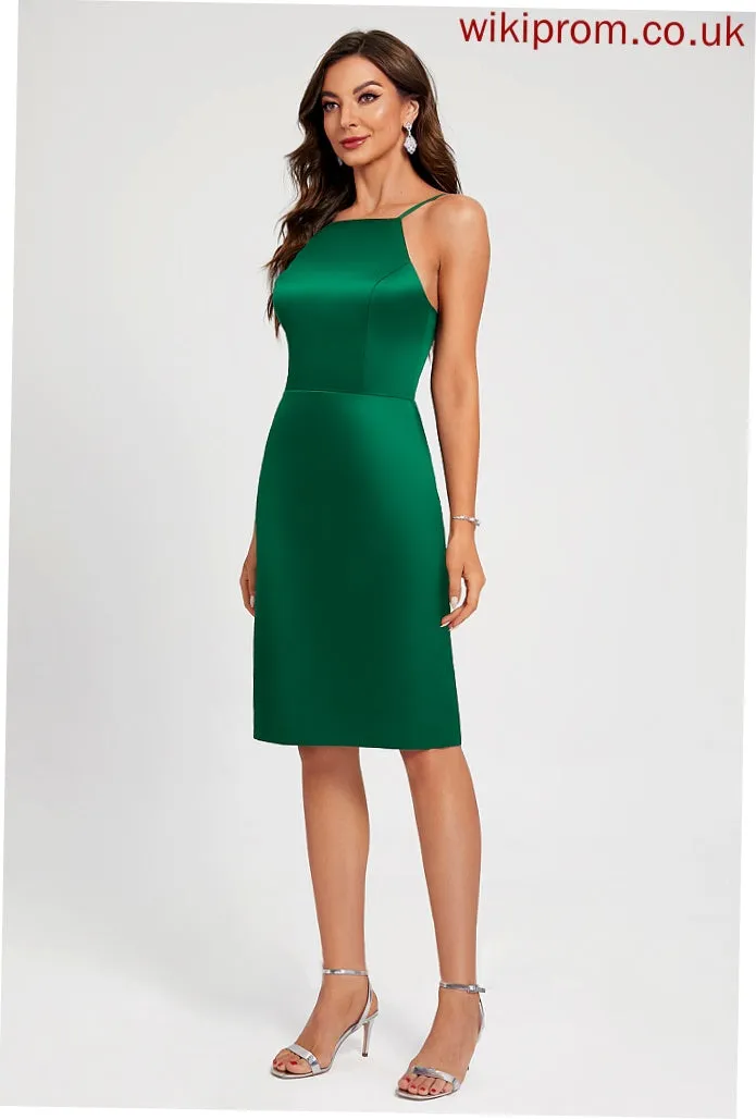 Cocktail Dresses Satin Dress Knee-Length Bow(s) Neckline Square Ruffle Cocktail A-Line With Armani
