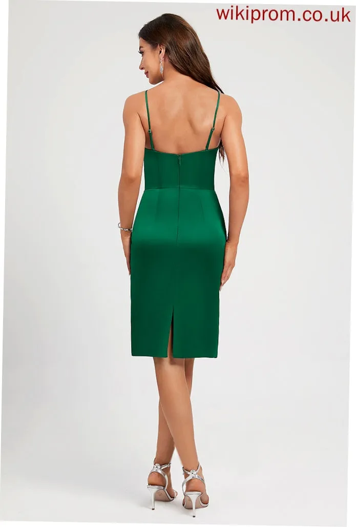 Cocktail Dresses Satin Dress Knee-Length Bow(s) Neckline Square Ruffle Cocktail A-Line With Armani