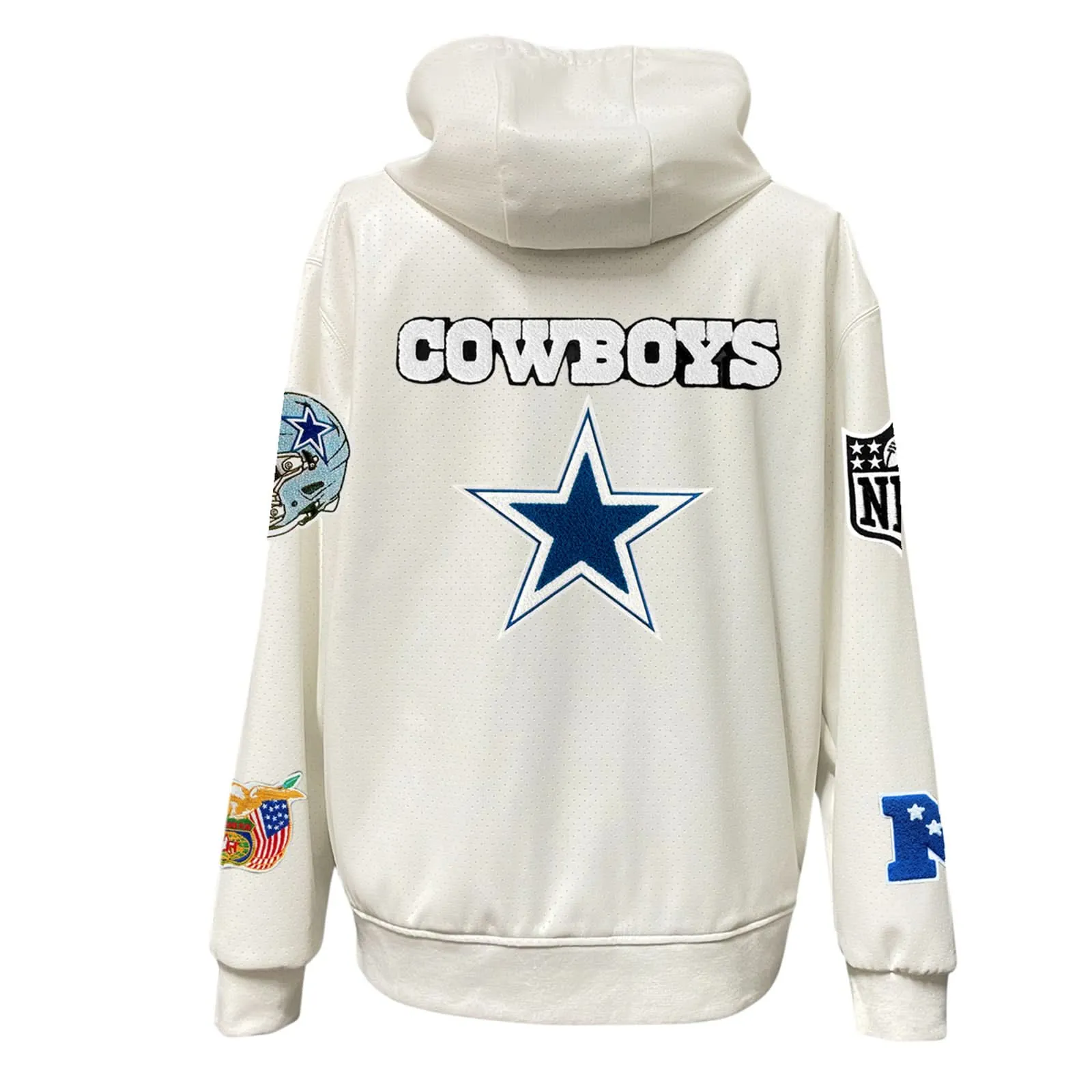 DALLAS COWBOYS LIGHTWEIGHT VEGAN ZIP-UP HOODED JACKET WHITE
