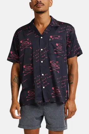 Deus Old House Short Sleeved Shirt (Navy/Red)