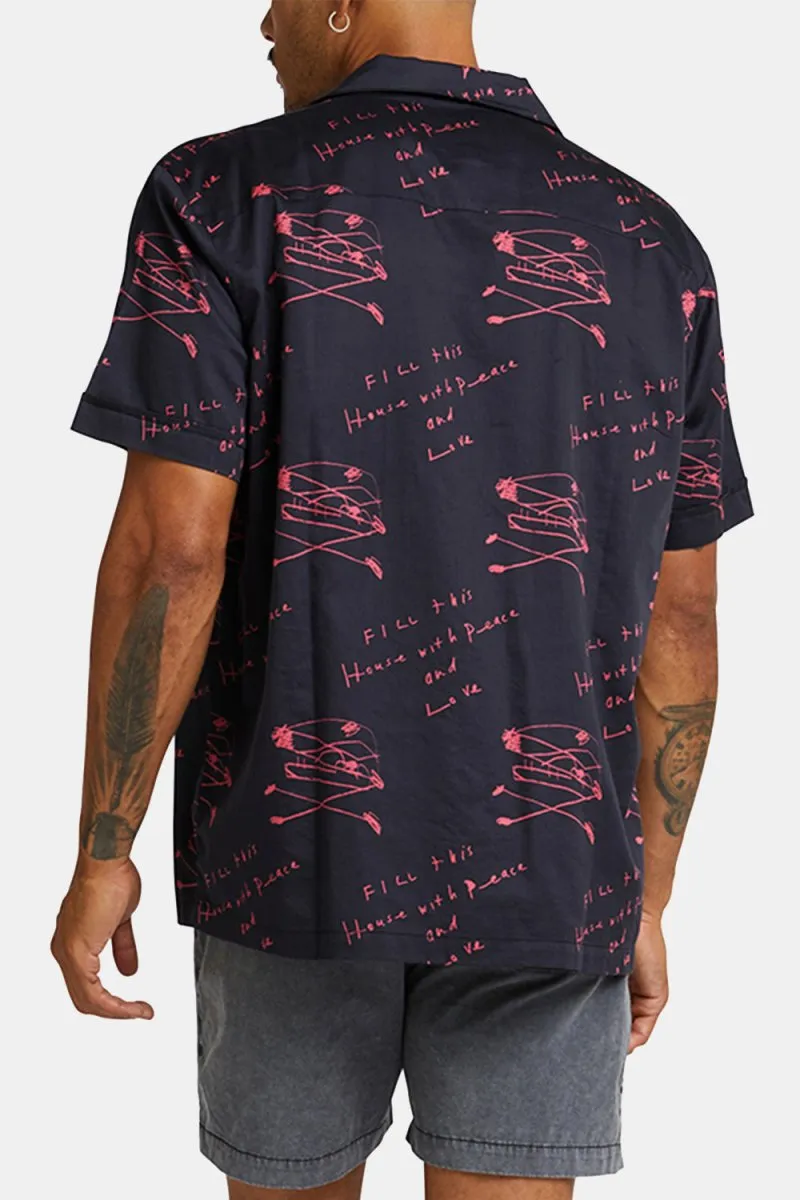 Deus Old House Short Sleeved Shirt (Navy/Red)