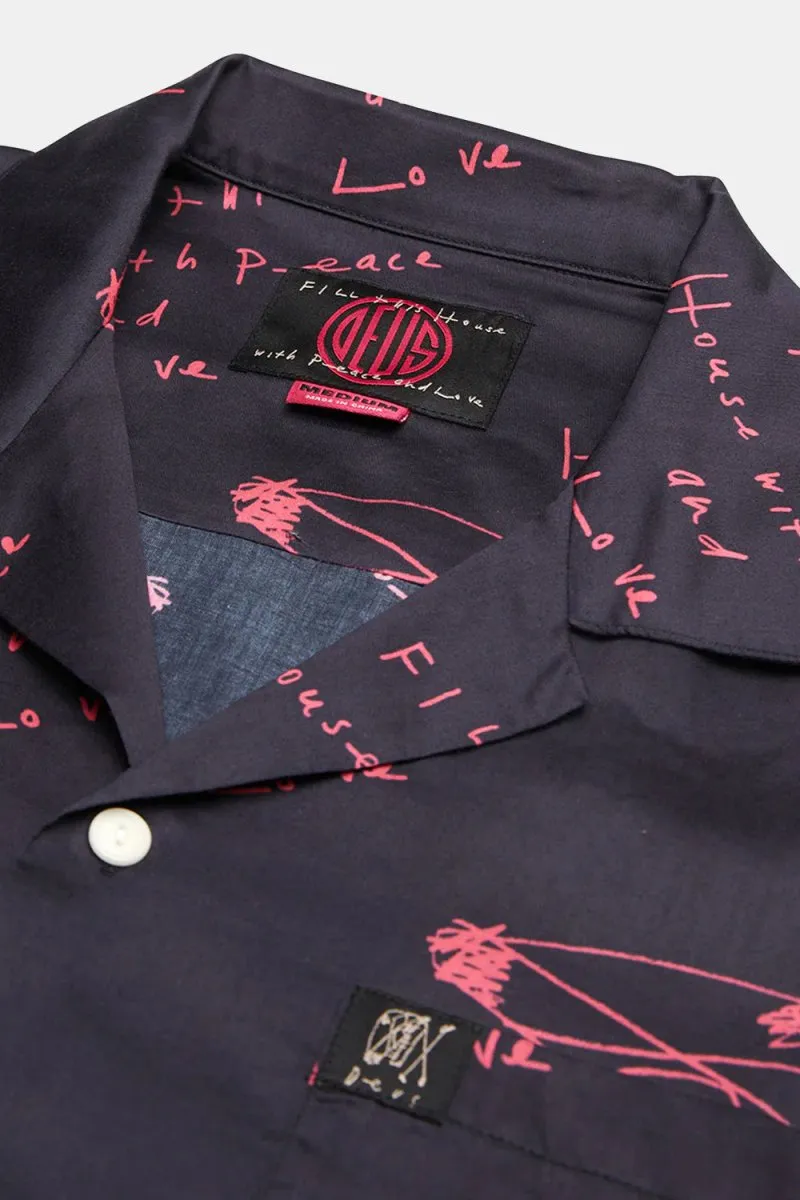 Deus Old House Short Sleeved Shirt (Navy/Red)
