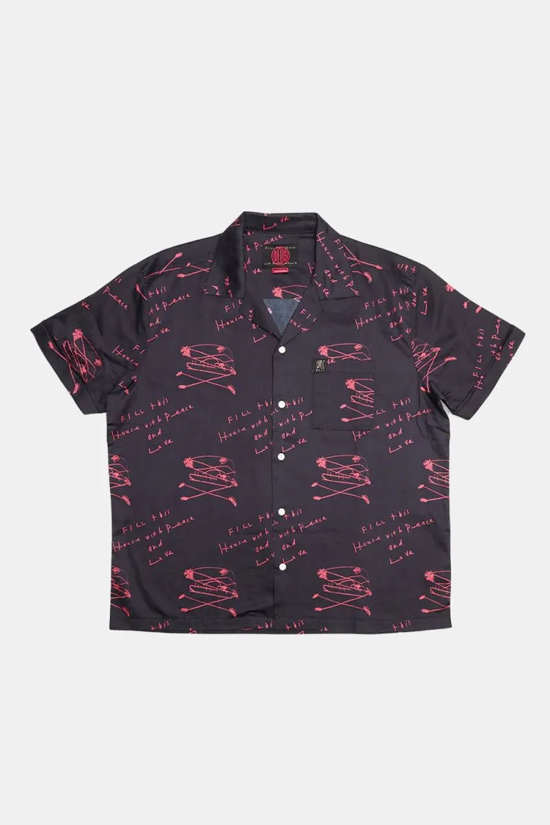 Deus Old House Short Sleeved Shirt (Navy/Red)