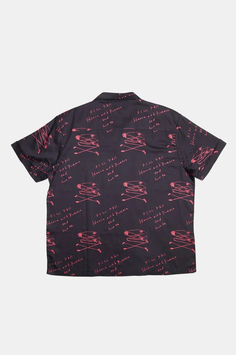 Deus Old House Short Sleeved Shirt (Navy/Red)