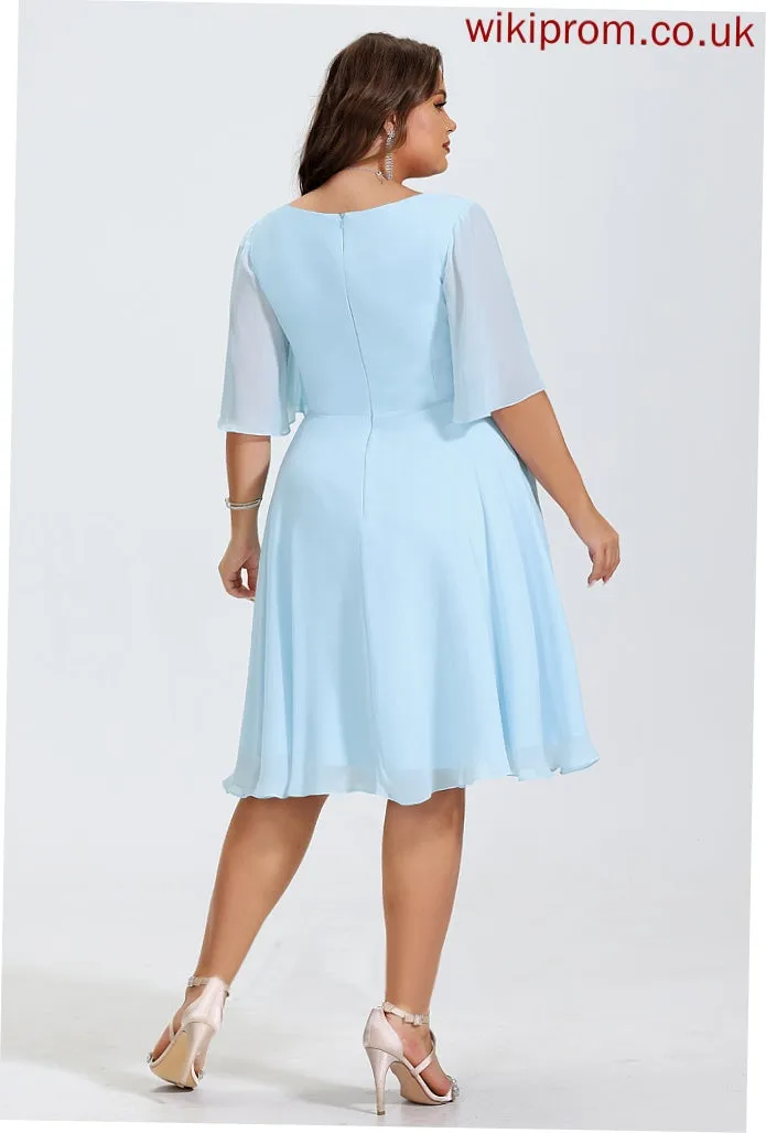 Dress Amina Cocktail A-Line Cocktail Dresses Chiffon V-neck Knee-Length