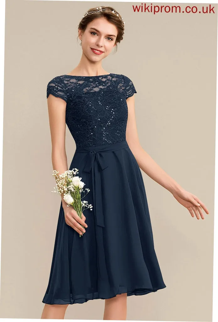 Embellishment Length Knee-Length A-Line Silhouette Bow(s) Fabric ScoopNeck Neckline Adalynn Bridesmaid Dresses