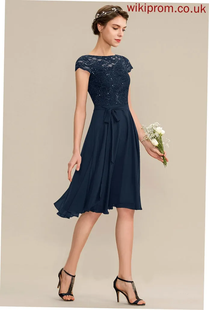 Embellishment Length Knee-Length A-Line Silhouette Bow(s) Fabric ScoopNeck Neckline Adalynn Bridesmaid Dresses