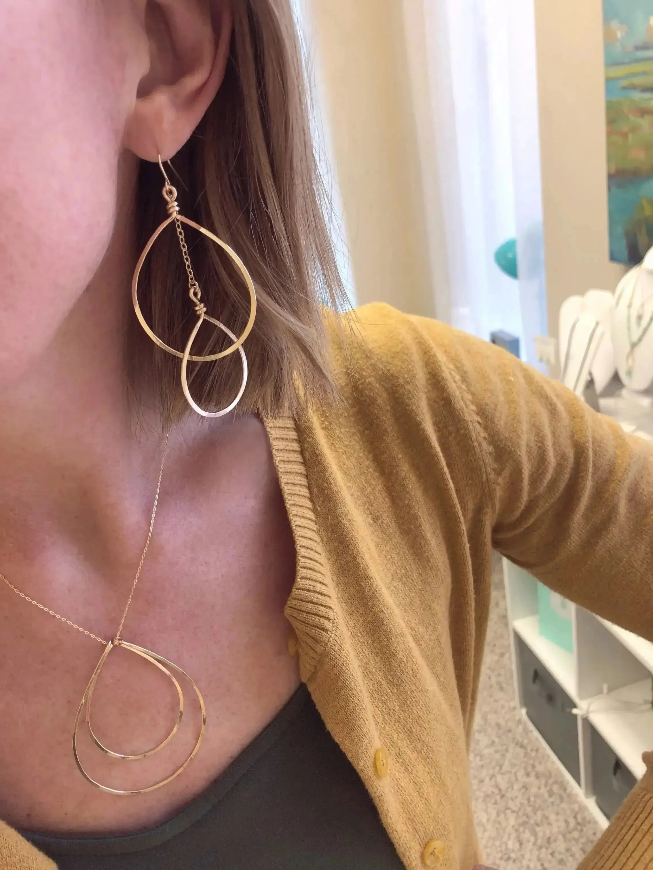 Forged Double Teardrop Statement Earrings