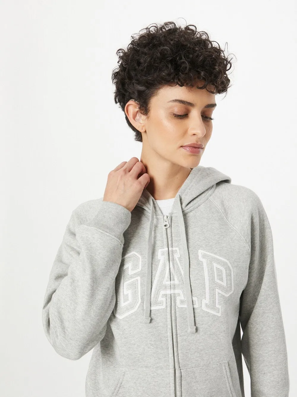 GAP zip-up sweatshirt, mottled gray