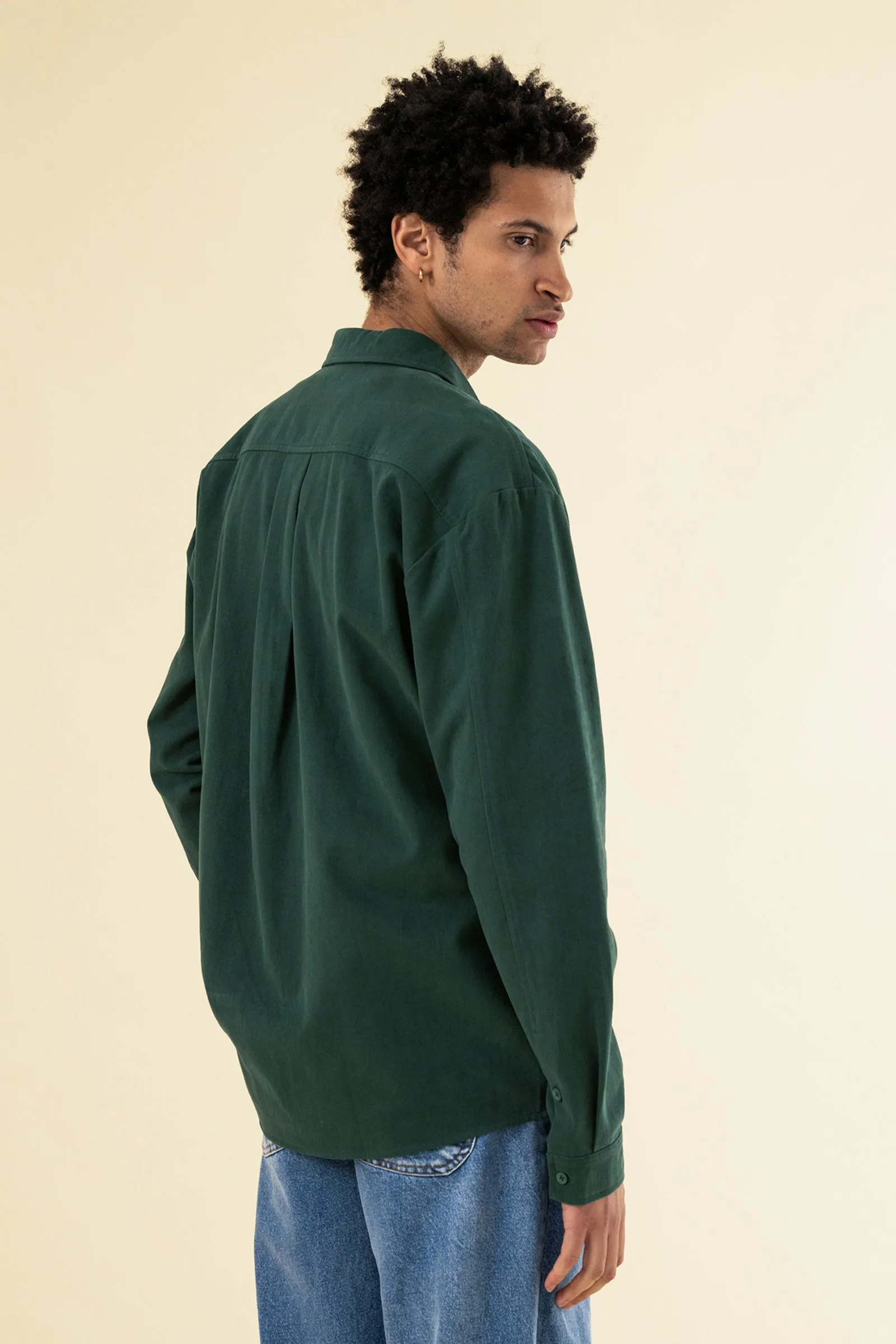 HEAVY CANVAS LONGSLEEVE SHIRT - BOTTLE GREEN