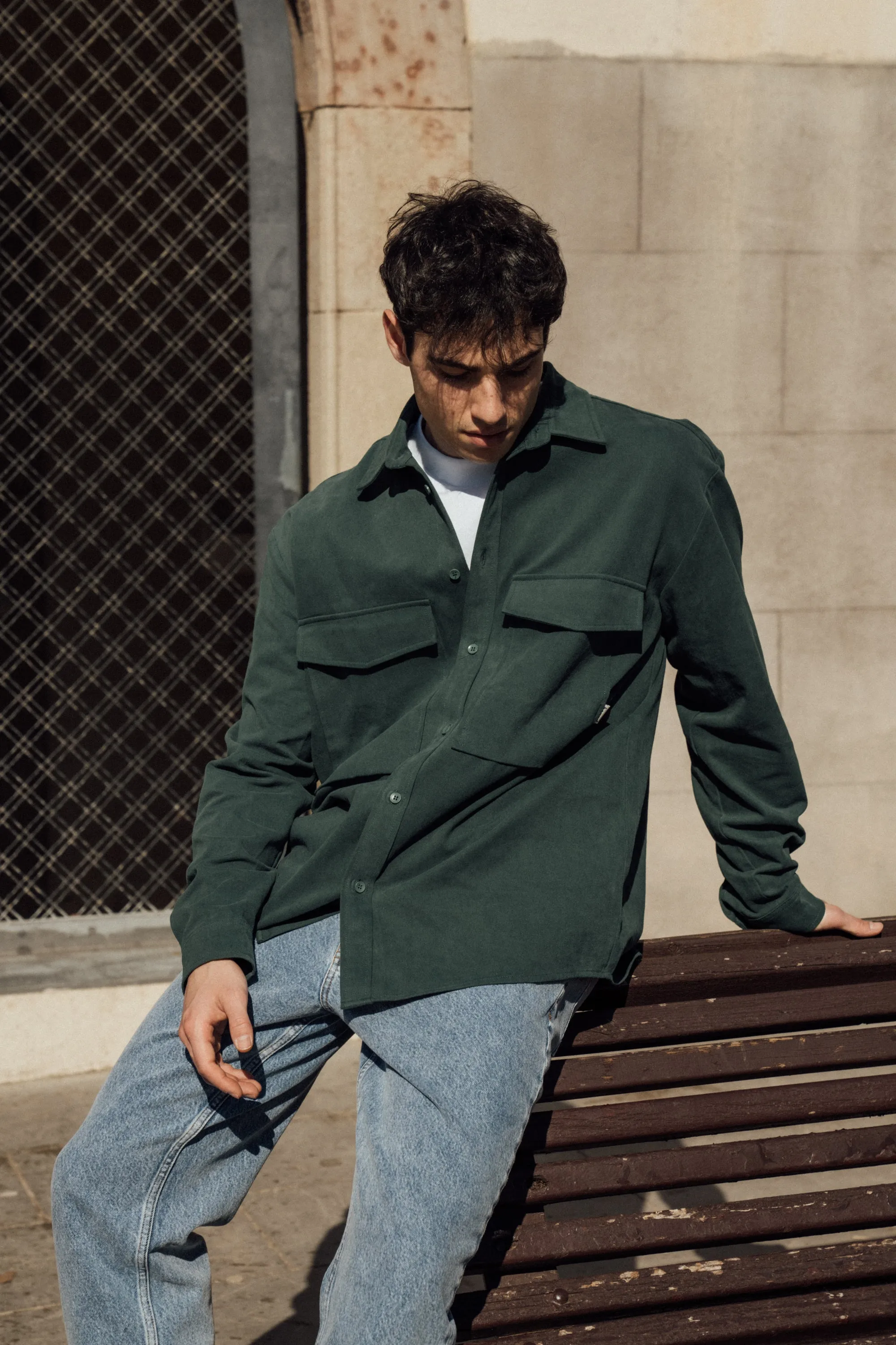 HEAVY CANVAS LONGSLEEVE SHIRT - BOTTLE GREEN
