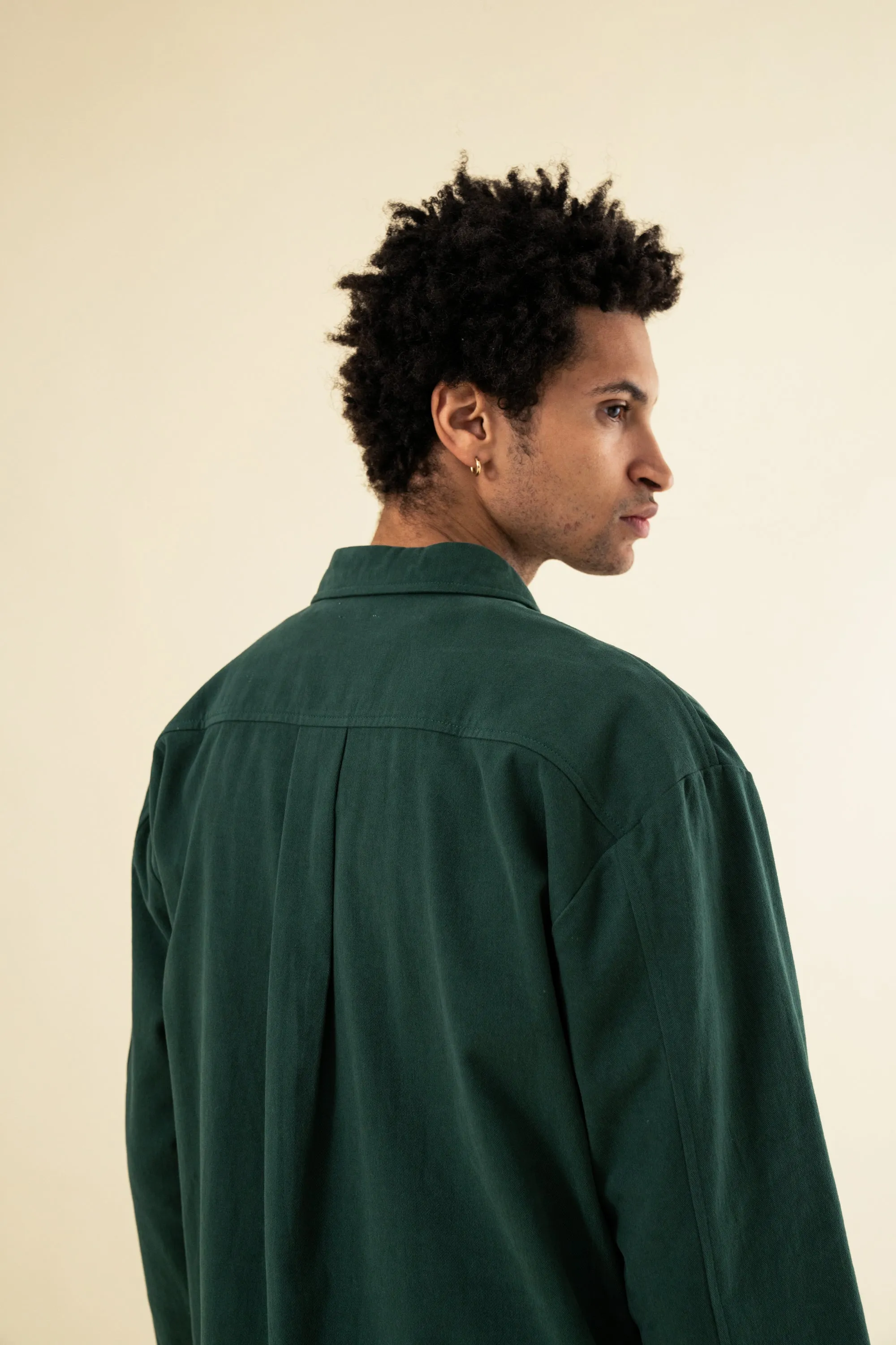 HEAVY CANVAS LONGSLEEVE SHIRT - BOTTLE GREEN