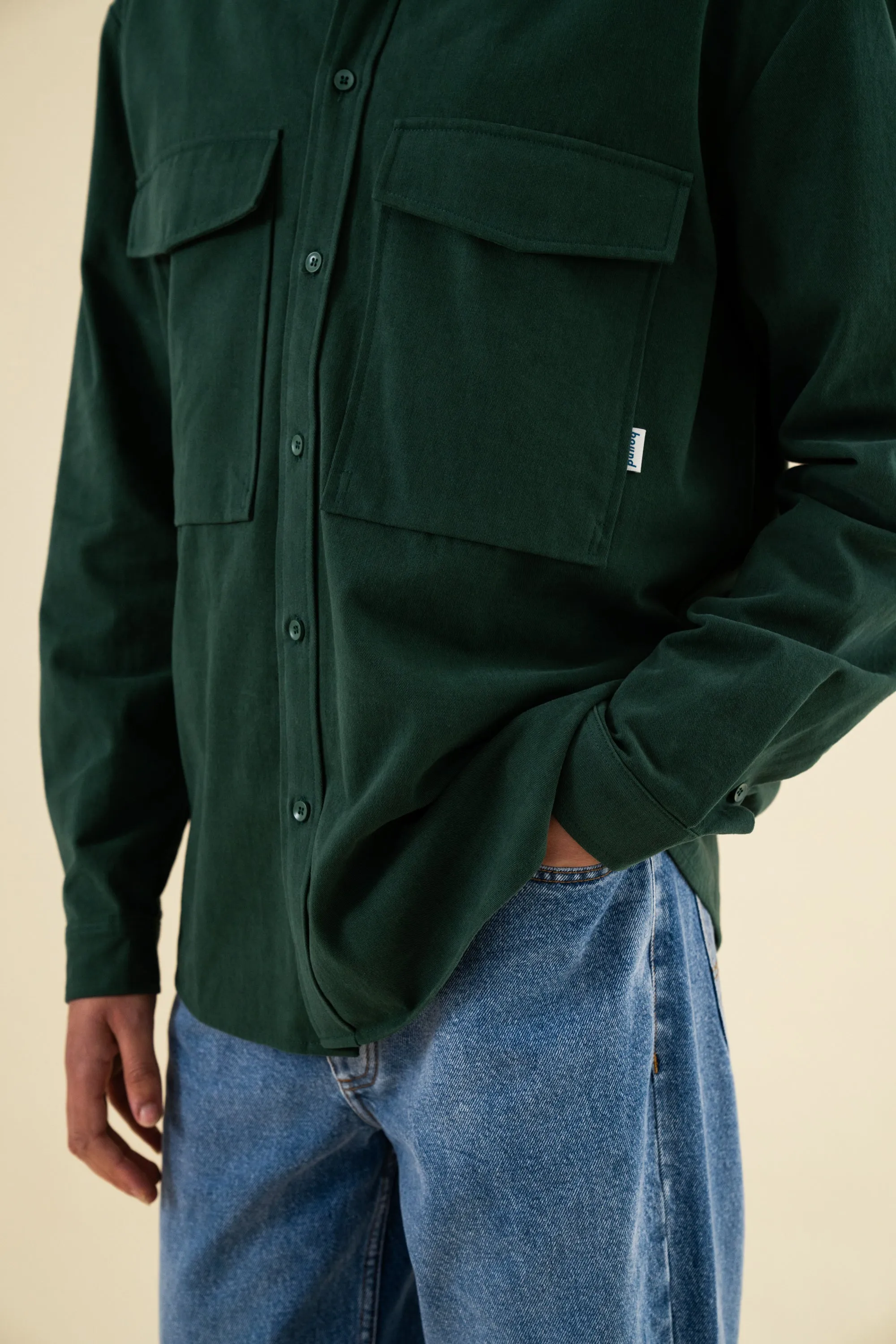 HEAVY CANVAS LONGSLEEVE SHIRT - BOTTLE GREEN