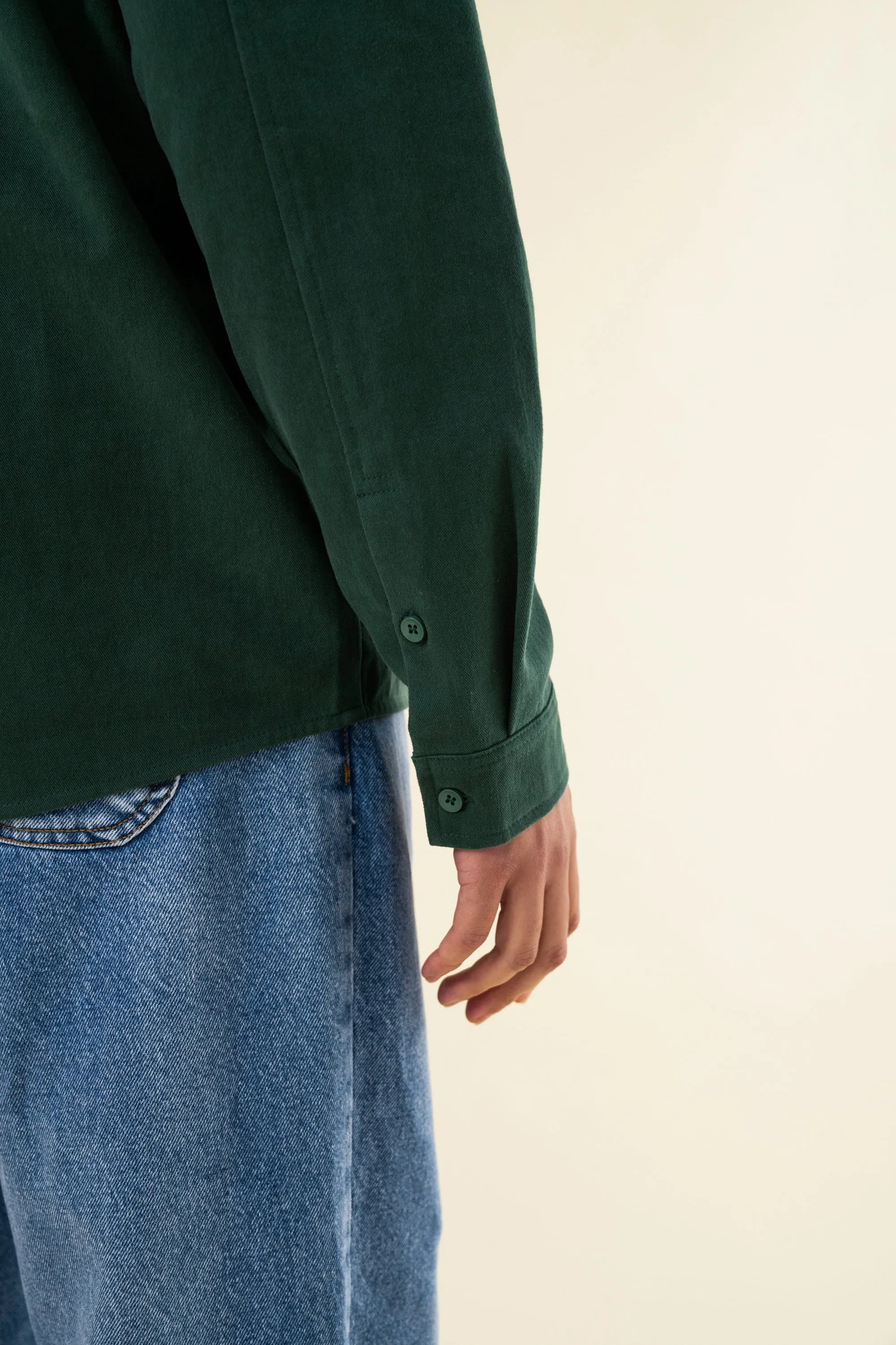 HEAVY CANVAS LONGSLEEVE SHIRT - BOTTLE GREEN