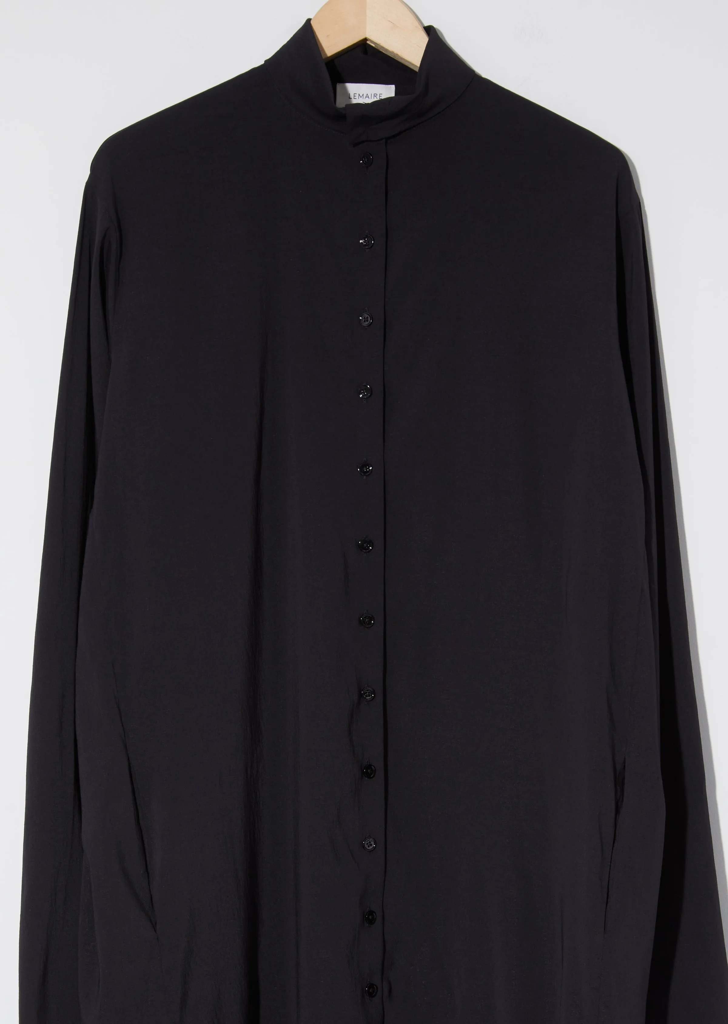 High-Collar Buttoned Dress