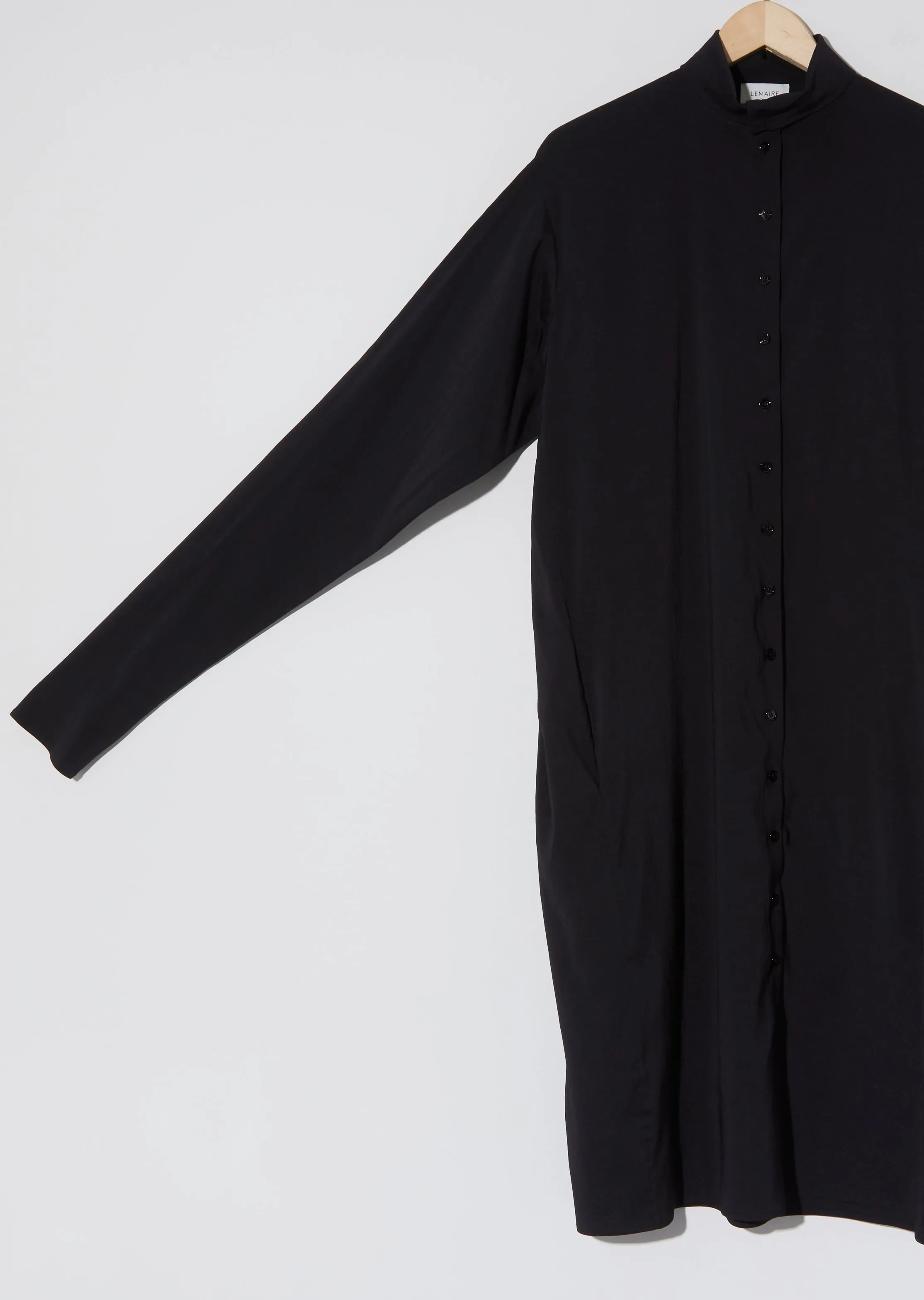 High-Collar Buttoned Dress