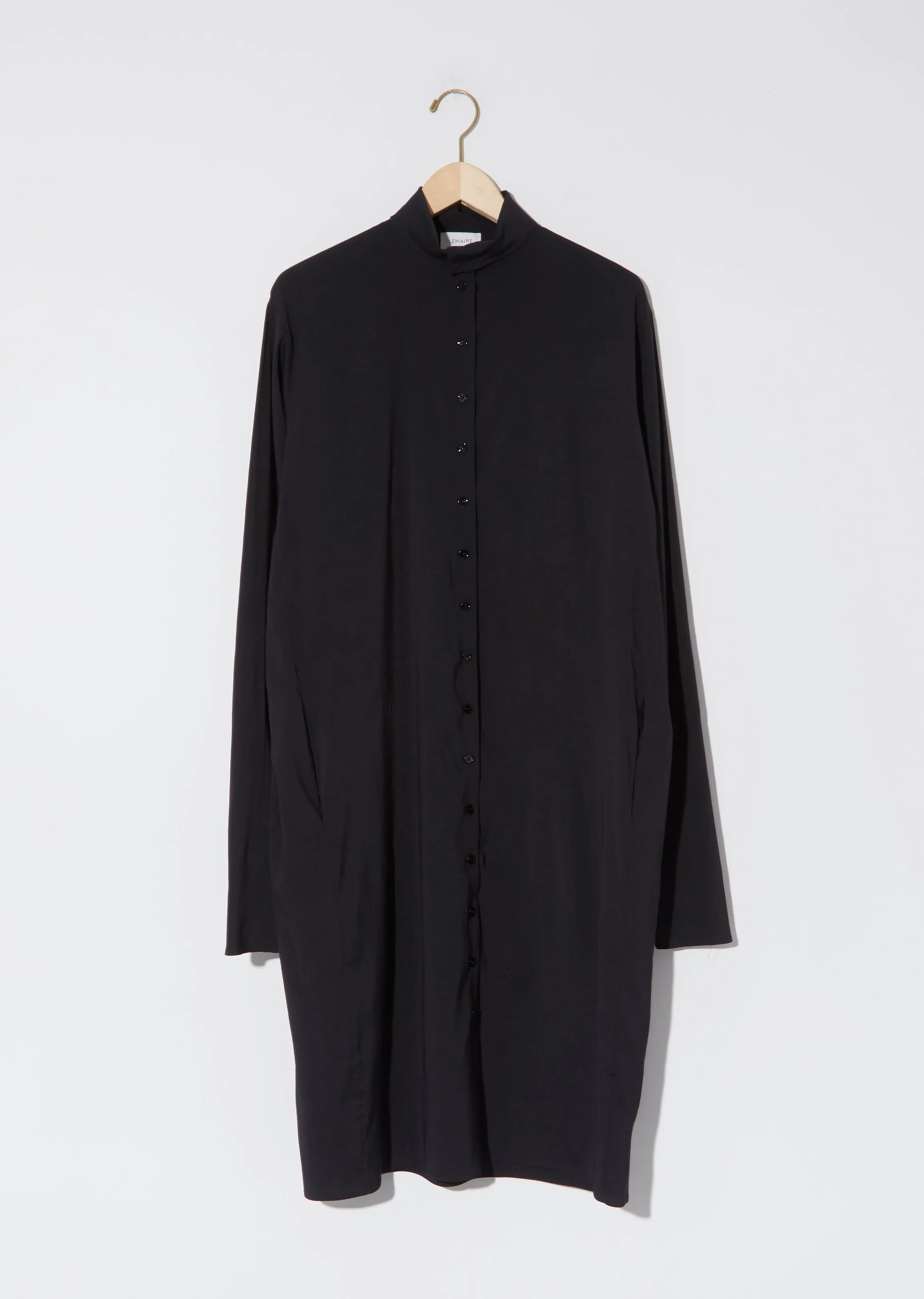 High-Collar Buttoned Dress