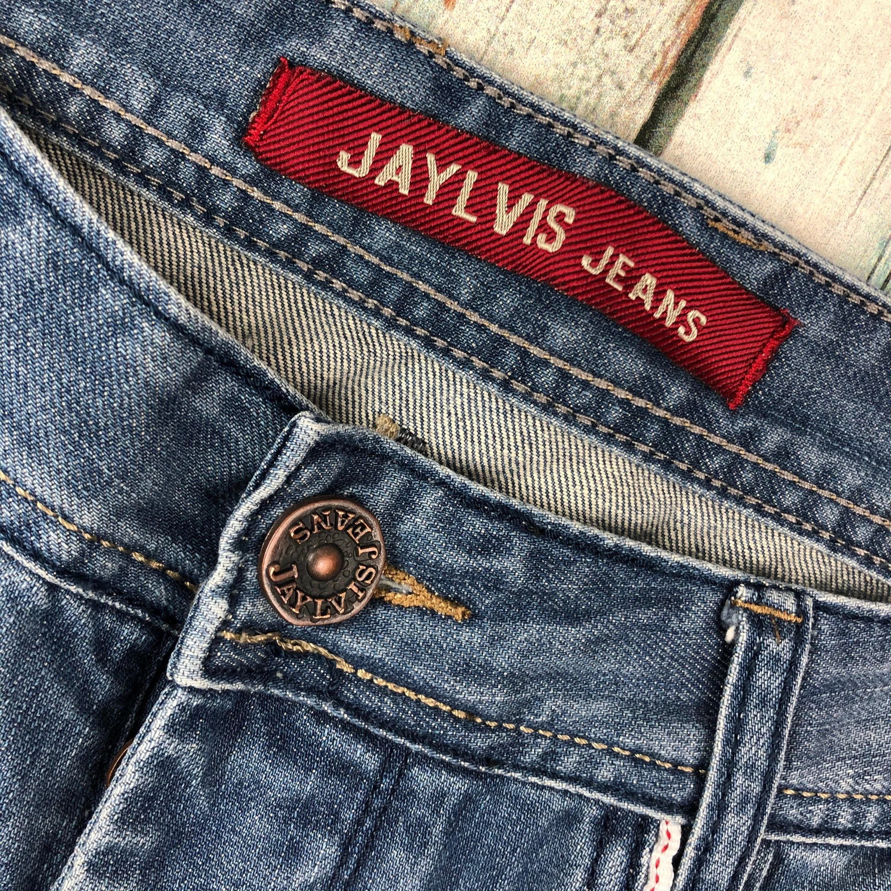 Jaylvis Jeans Classic Tapered Fit Mens Logo Jeans - Size 34/34