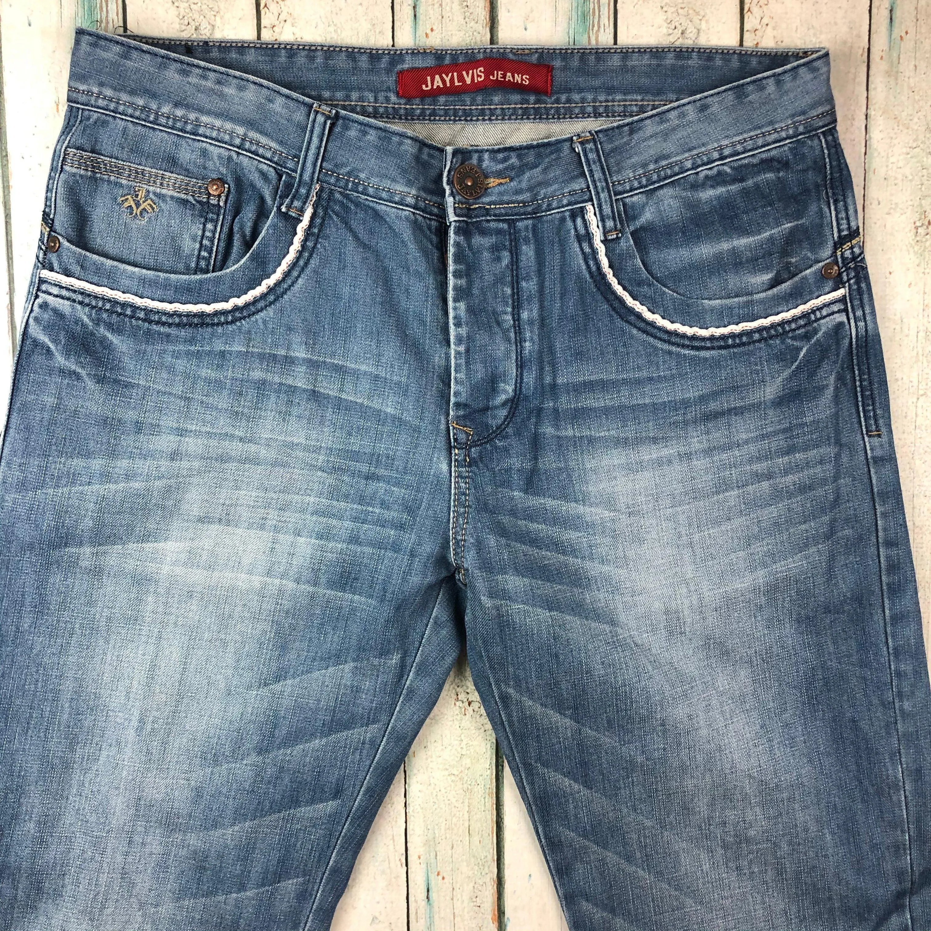 Jaylvis Jeans Classic Tapered Fit Mens Logo Jeans - Size 34/34
