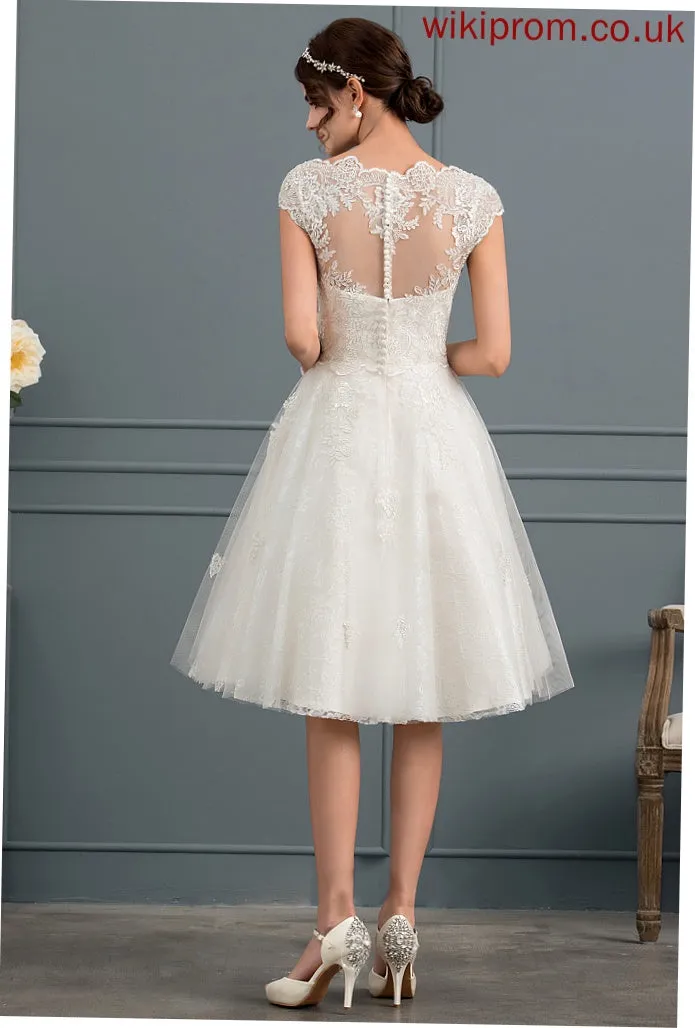 Knee-Length Wedding Dresses Robin Lace Dress Tulle Wedding V-neck A-Line