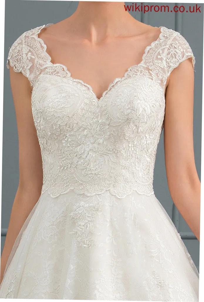 Knee-Length Wedding Dresses Robin Lace Dress Tulle Wedding V-neck A-Line