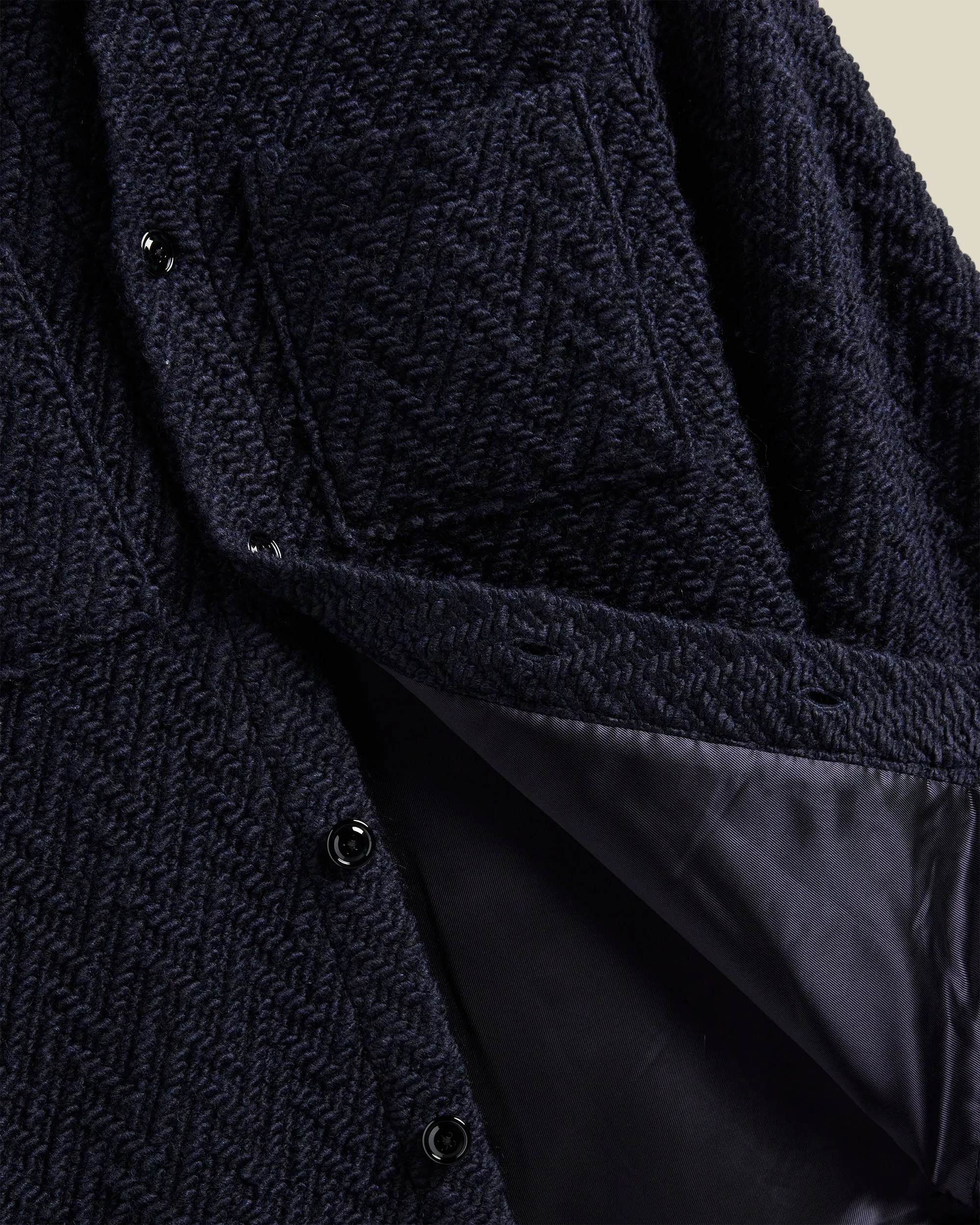 Knitted Herringbone Overshirt - Navy