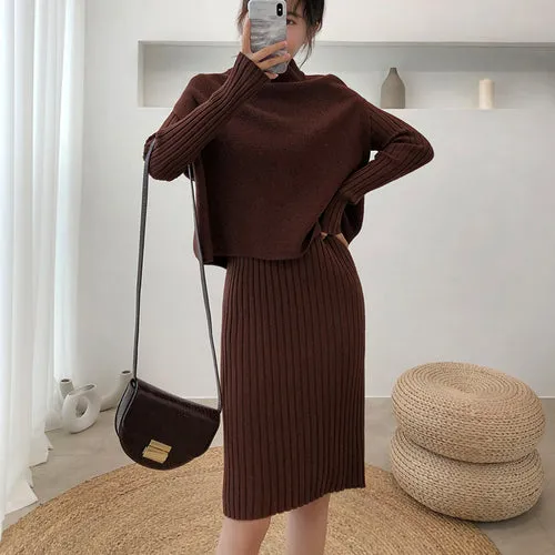 Knitting Female Sweater Suit For Women Two Piece Set Knitted Pullover  Elegant Knitting Clothing Suit